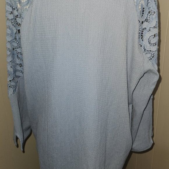 * NEW Blue Lace Sleeves STUDIO 1886 Pullover Top Ladies L 12-14 - Picture 7 of 7